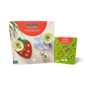 MONDO LLAMA Punch Needle Coaster Kit & Create-Your-Own Happy Bracelets Kit (2-pa